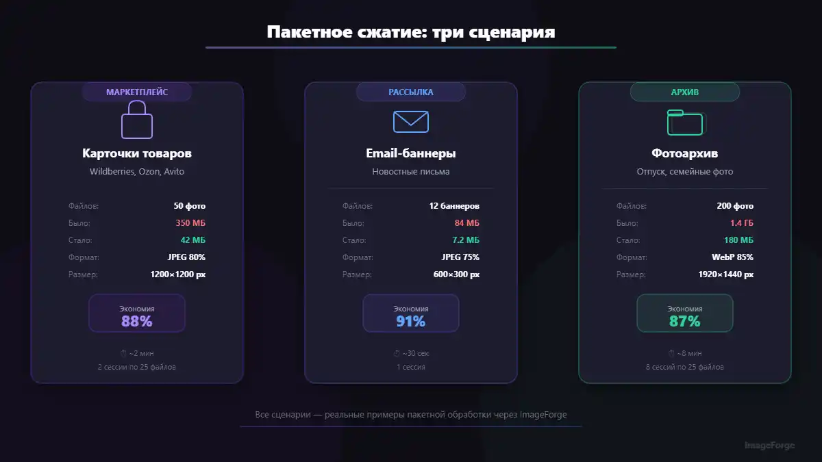 Пакетное сжатие изображений онлайн — сценарии и экономия